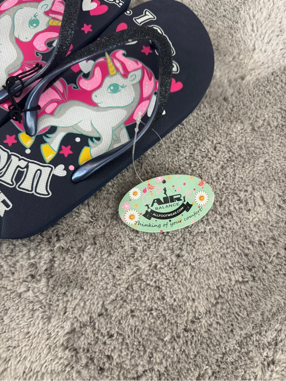 Aiir Balance Navy Today I Am A Unicorn Flip Flops
